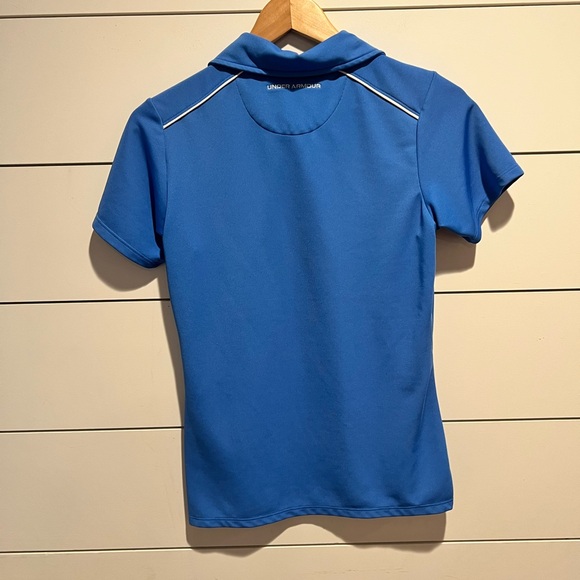 Under Armour Women’s Golf Athletic Polo in blue with white details - Picture 4 of 6